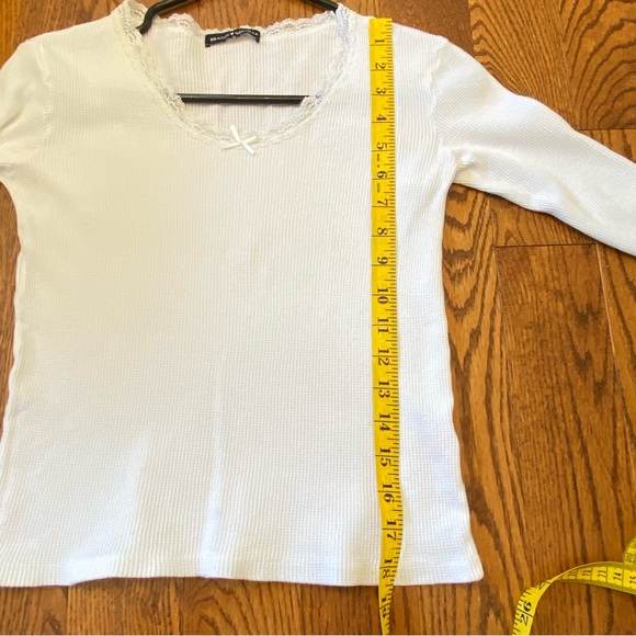 Bundle of 2 Bandy Melville Long sleeved White Shirts Tees Ribbed Waffle - Picture 13 of 13